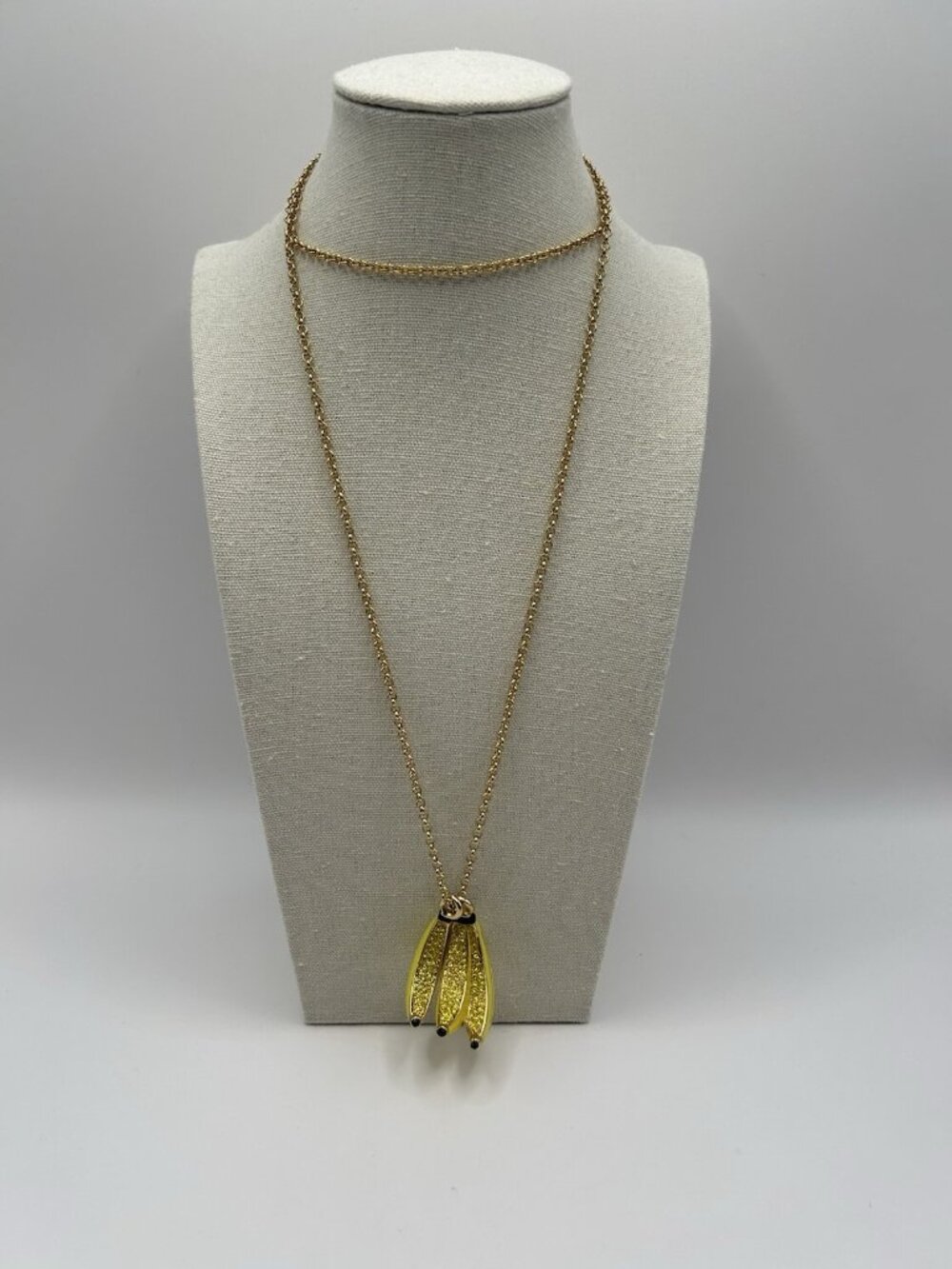 Kate Spade Banana Necklace Pendant Out Of Office Gold Tone Long Jewelry Gift - Picture 3 of 12